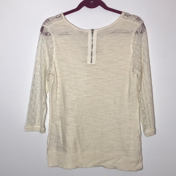 Anthropologie Knitted & Knotted Cream Lace Light Sweater size M - Picture 7 of 10